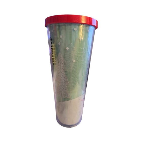Starbucks 2018 Holiday Gnome Tree Snowing Cold Cup Tumbler 24 oz - Picture 2 of 9